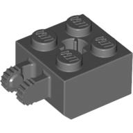 Hinge Brick 2 × 2 Locking with 2 Fingers Vertical and Axle Hole, 9 Teeth Dark Bluish Gray