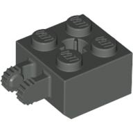 Hinge Brick 2 × 2 Locking with 2 Fingers Vertical and Axle Hole, 9 Teeth Dunkelgrau