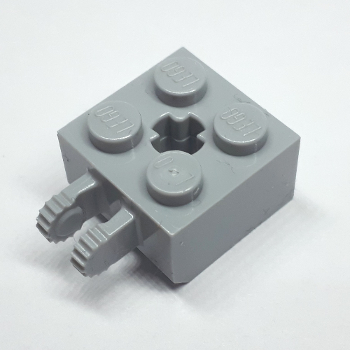 Hinge Brick 2 × 2 Locking with 2 Fingers Vertical and '+' Axle Hole, 9 Teeth Hellblaugrau