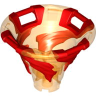 Cone Reverse with 4 Handles, Spinner, with Marbled Red Pattern Transparent-Orange