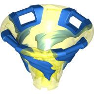 Cone Reverse with 4 Handles, Spinner, with Marbled Blue Pattern Trans-Neon Green