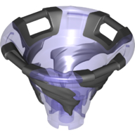Cone Reverse with 4 Handles, Spinner, with Marbled Black Pattern Trans-Purple