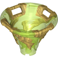 Cone Reverse with 4 Handles, Spinner, with Marbled Pearl Gold Pattern Trans-Bright Green
