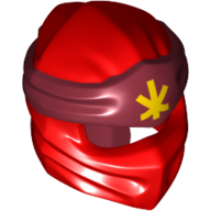 Wrap with Long Back Knot, Dark Red Band Pattern and Yellow Symbol Print Red