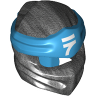 Wrap with Long Back Knot, Dark Azure Band Pattern with Asian Symbol Print Pearl Titanium