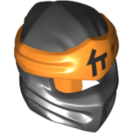 Wrap with Long Back Knot, Orange Band Pattern with Black Asian Symbol print Schwarz