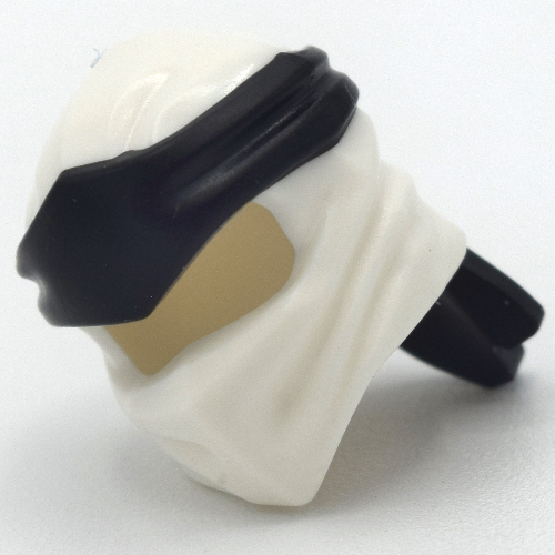 Wrap with Long Back Knot, Black Band Pattern White