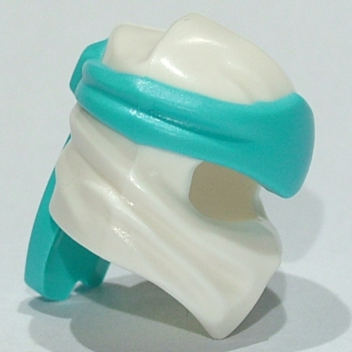 Wrap with Long Back Knot, Medium Azure Band Pattern White