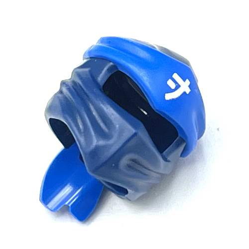 Wrap with Long Back Knot, Blue Band Pattern with White Asian Symbol print Dark Blue
