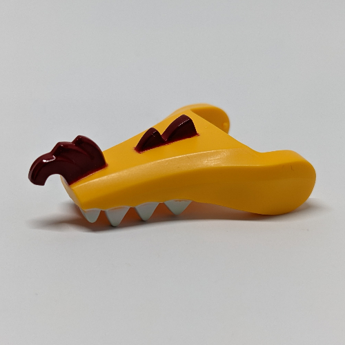 Creature Body Part, Dragon Head Lower Jaw with White Teeth, Dark Red Beard in Bright Light Orange