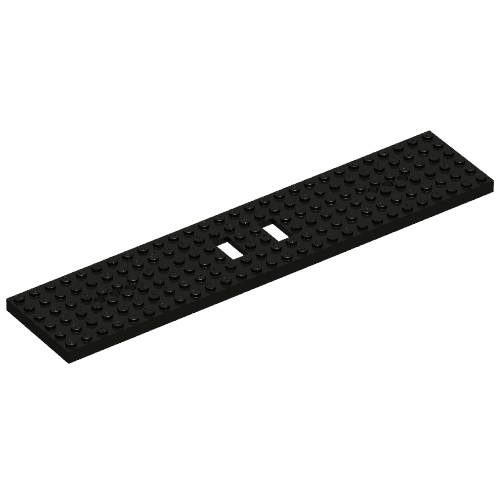 Vehicle Base, Train 6 × 28 with Two 1 × 2 Openings [3 Round Holes Each End] Schwarz