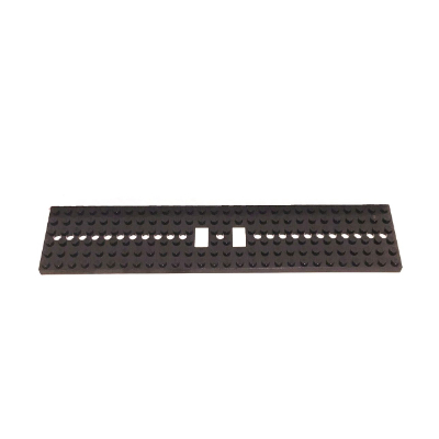 Vehicle Base, Train 6 × 28 with Two 1 × 2 Openings [11 Round Holes Each End and 1 Round Hole at Center] Black