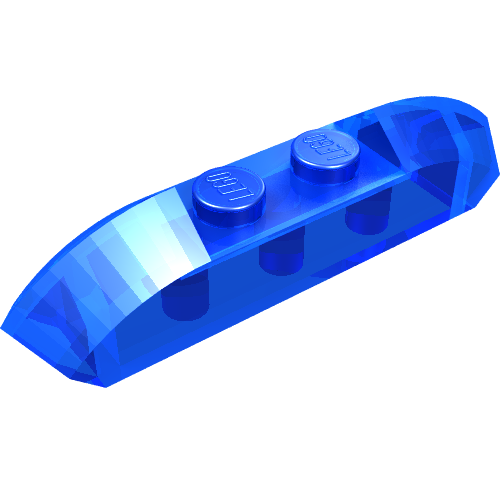 Brick Curved 1 × 4 with Sloped Ends and Two Top Studs Trans-Dark Blue