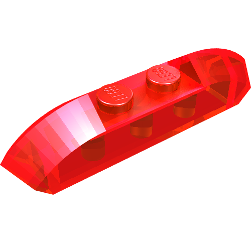 Brick Curved 1 × 4 with Sloped Ends and Two Top Studs Trans-Red