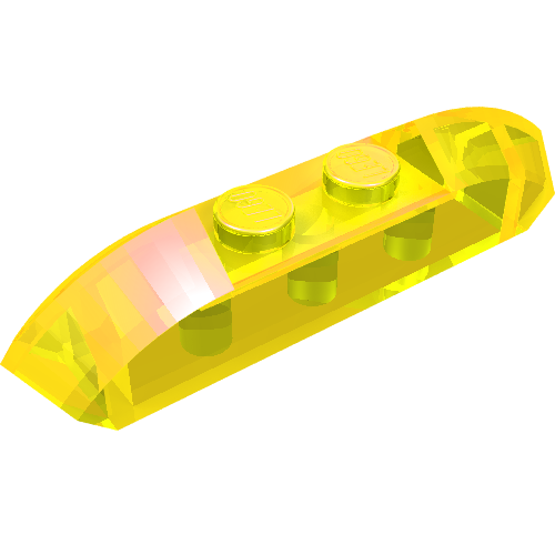 Brick Curved 1 × 4 with Sloped Ends and Two Top Studs Trans-Yellow