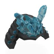 Helmet Samurai with Trans Light Blue Icicle Horns Perltitan