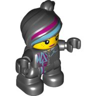 Duplo Figure Lucy Wyldstyle, Magenta and Azure Lines on Jacket and Hair Print Schwarz