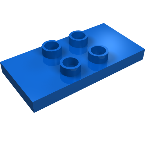 Duplo Plate 2 × 4 × 1/3 with 4 Center Studs [Thin] Blue