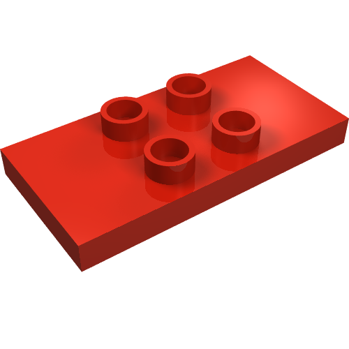 Duplo Platte 2 × 4 × 1/3 mit 4 Mitte Noppen [dünn]