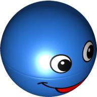 Duplo Ball for Ball Tube with Red Open Mouth Smile and Black and White Eyes Print Blau