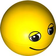 Duplo Ball for Ball Tube with Smile and Black and White Eyes with Eyelids Print Gelb