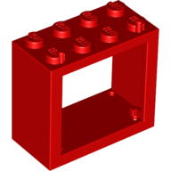 Window 2 × 4 × 3 Frame with Solid Studs Red