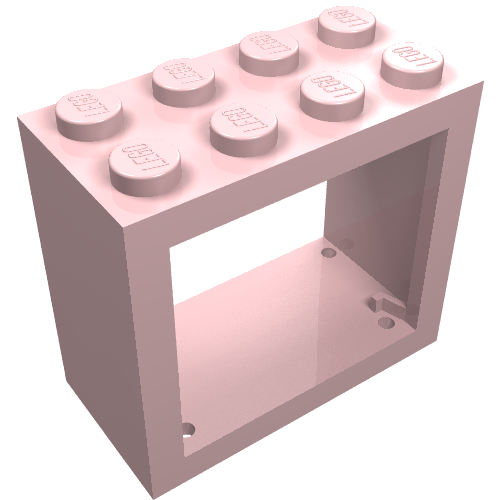 Window 2 × 4 × 3 Frame with Solid Studs Light Pink