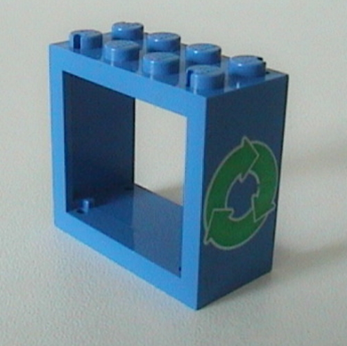 Window 2 × 4 × 3 Frame with Recycling Print Blue