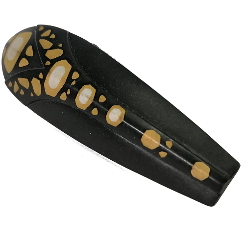 Large Figure Shield, 2 × 12 × 3 with Axle with Gold/Silver Spots print Black