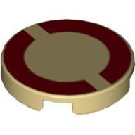 Tile Round 2 × 2 with Dark Red Semicircles Print Beige