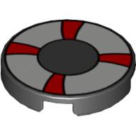 Tile Round 2 × 2 with Life Preserver / Life Belt Print Black