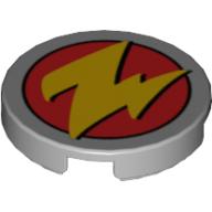 Tile Round 2 × 2 with Yellow 'Z' (Zurg Logo) Print Light Bluish Gray