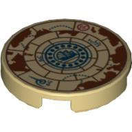 Tile Round 2 × 2 with Treasure Map Print Beige