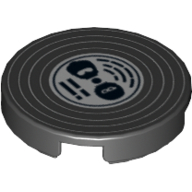 Tile Round 2 × 2 with Vinyl Record Print Schwarz