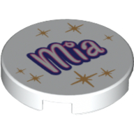 Tile Round 2 × 2 with 'Mia' and Gold Star Print Weiß