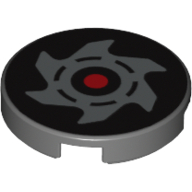 Tile Round 2 × 2 with Silver Star, Red Dot / Black/Red Nindroid Logo Print Dunkelblaugrau