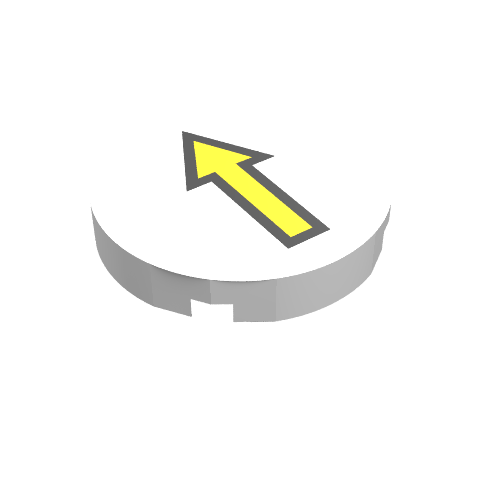 Tile Round 2 × 2 with Yellow Arrow with Black Border Print White