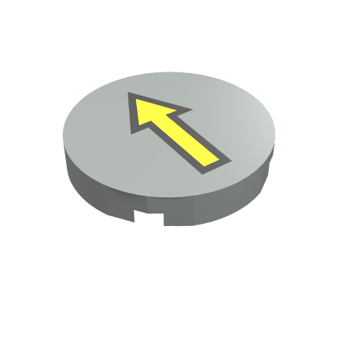 Tile Round 2 × 2 with Yellow Arrow with Black Border Print Hellgrau