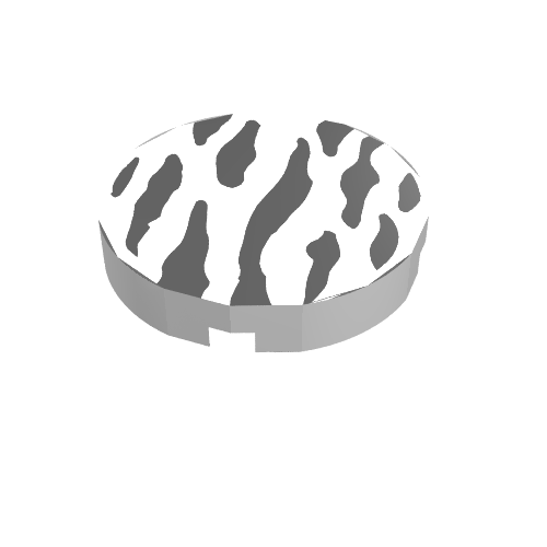 Tile Round 2 × 2 with Zebra Stripes Print White