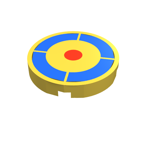 Tile Round 2 × 2 with Archery Target Print Gelb
