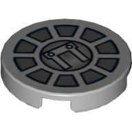 Tile Round 2 × 2 with SW Radial Machinery Print in Light Bluish Gray