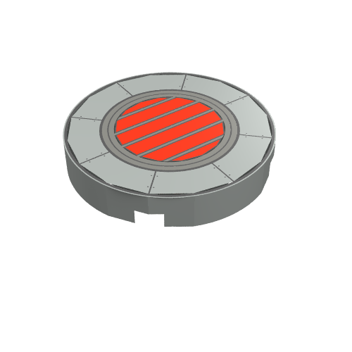Tile Round 2 × 2 with Podracer Vent Print Hellgrau