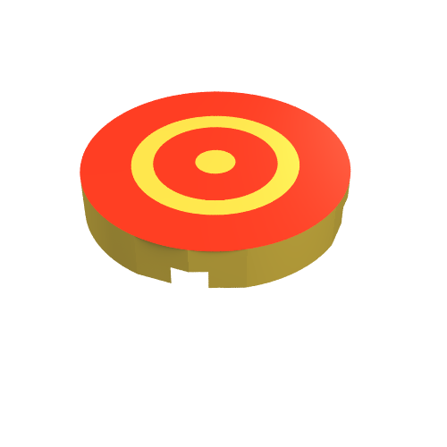 Tile Round 2 × 2 with Red Rings Print Gelb