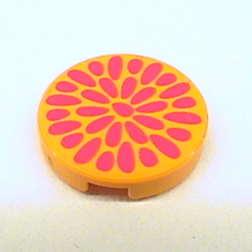 Tile Round 2 × 2 with Belville Flower Center Print Medium Orange
