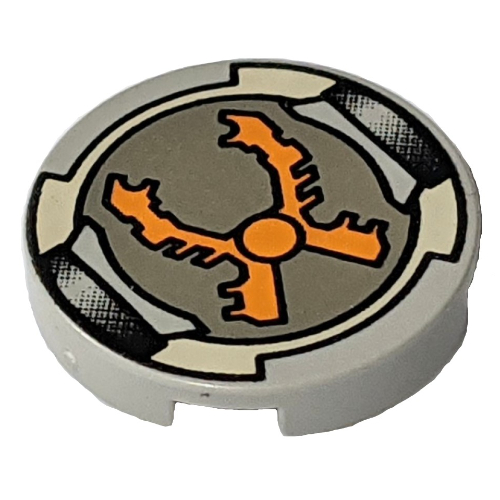 Tile Round 2 × 2 with Orange Grabber Print Light Gray