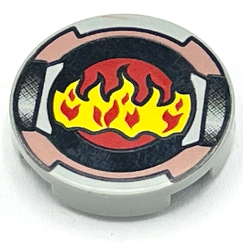 Tile, Round 2 × 2 with Flame and Sand Red Border Print Light Gray