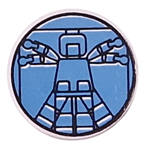 Fliese rund 2 × 2 mit hellblauem Vitruvianischen Minifig (bedruckt)