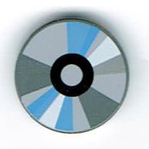 Tile Round 2 × 2 with CD White, Black / Dark Gray, Gray, Blue Sectors Print (Compact Disc) Hellblaugrau