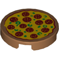 Tile Round 2 × 2 with Pizza 12 Pepperoni Print Medium Nougat