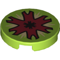 Tile Round 2 × 2 with Open Insect Mouth Print Limette